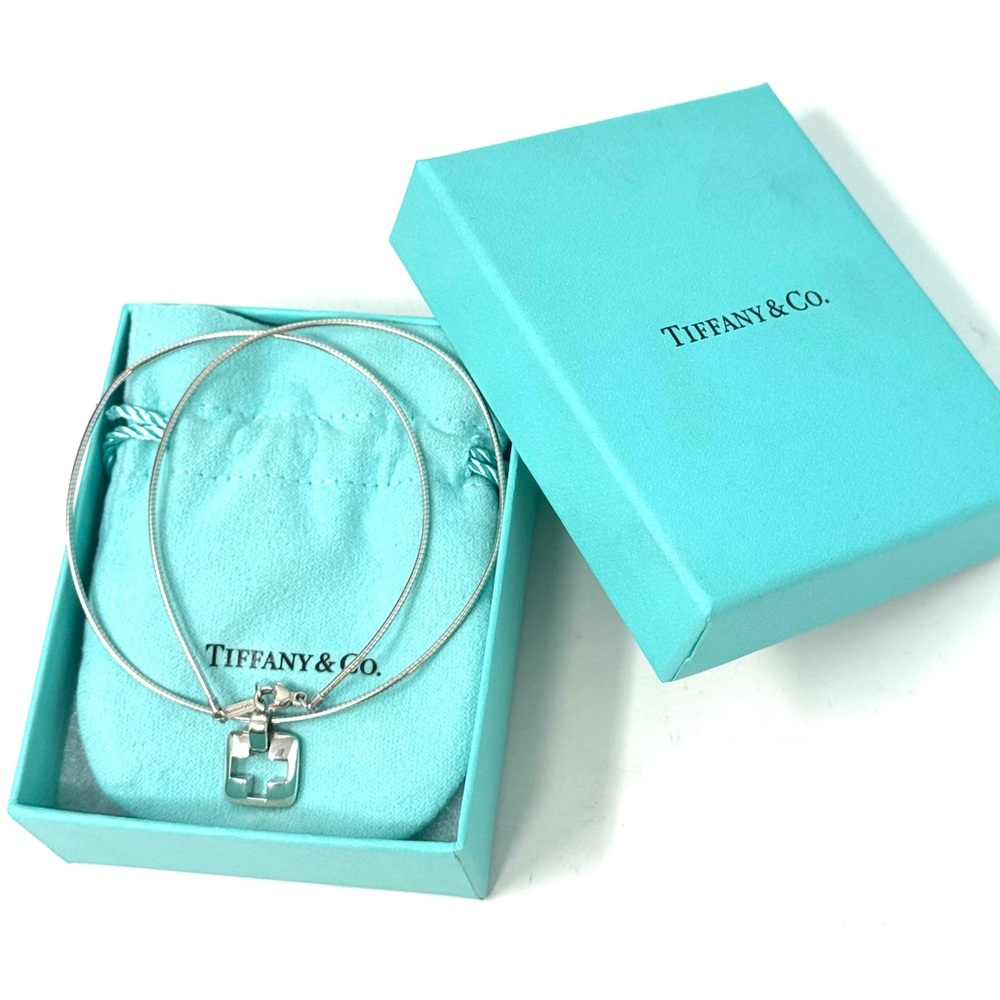 Authentic Tiffany & CO. Stencil Square Cross Necklace💕
